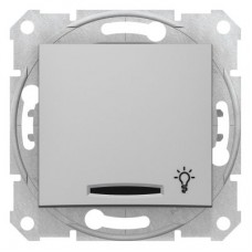 Кнопка выключателя Свет СП Sedna с подсветкой алюм. SchE SDN1800160